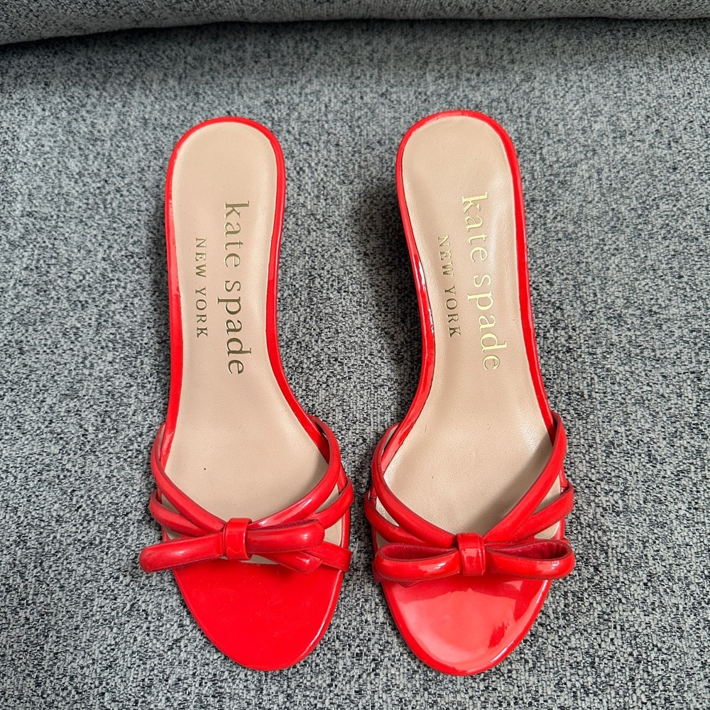 Kate Spade red patent leather kitten heel